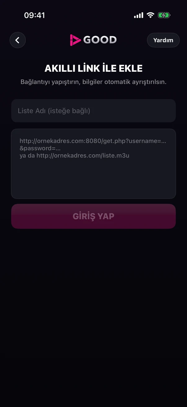 Akıllı Link ile Ekle ekranı