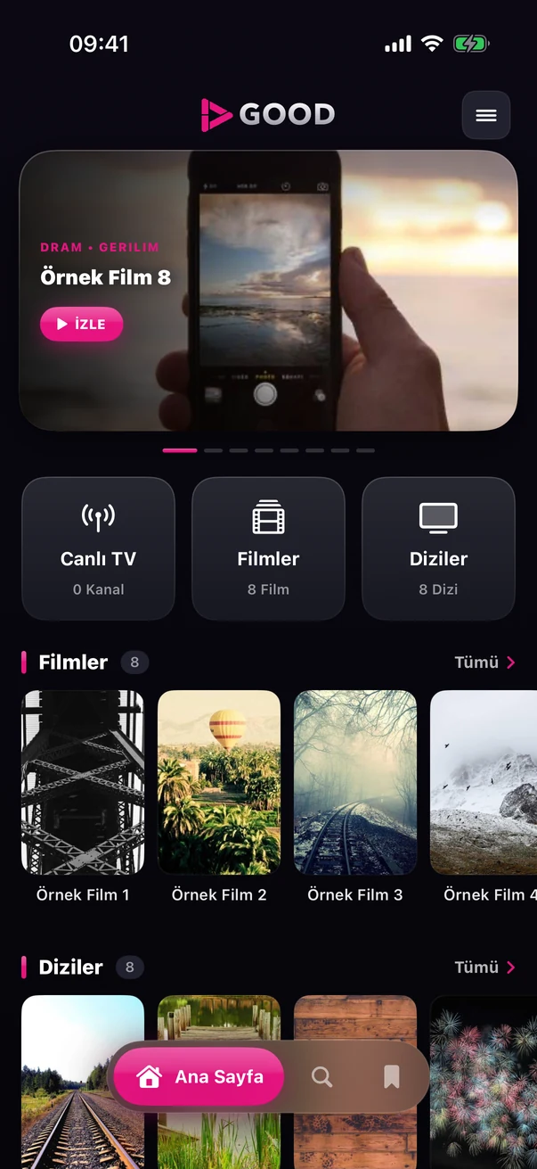 Good IPTV Player ana ekranı